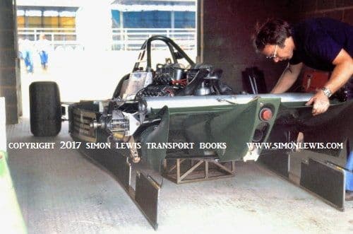 Lotus 80 Rear view photo in Pits Garage 1979 British GP