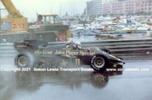 LOTUS 94T Renault Turbo . DeAngelis at speed 1984 Monaco GP