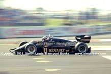 Lotus 94T Renault Turbo DeAngelis at speed 1983 British GP (D)