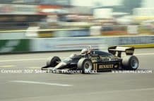 Lotus 94T Renault Turbo DeAngelis at speed 1983 British GP (E)