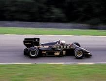 Lotus 94T Renault Turbo Elio De Angelis at speed British GP 1984