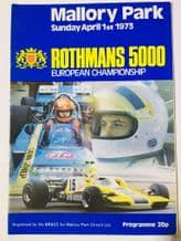 MALLORY PARK 1973 April 1 F5000  race  programme