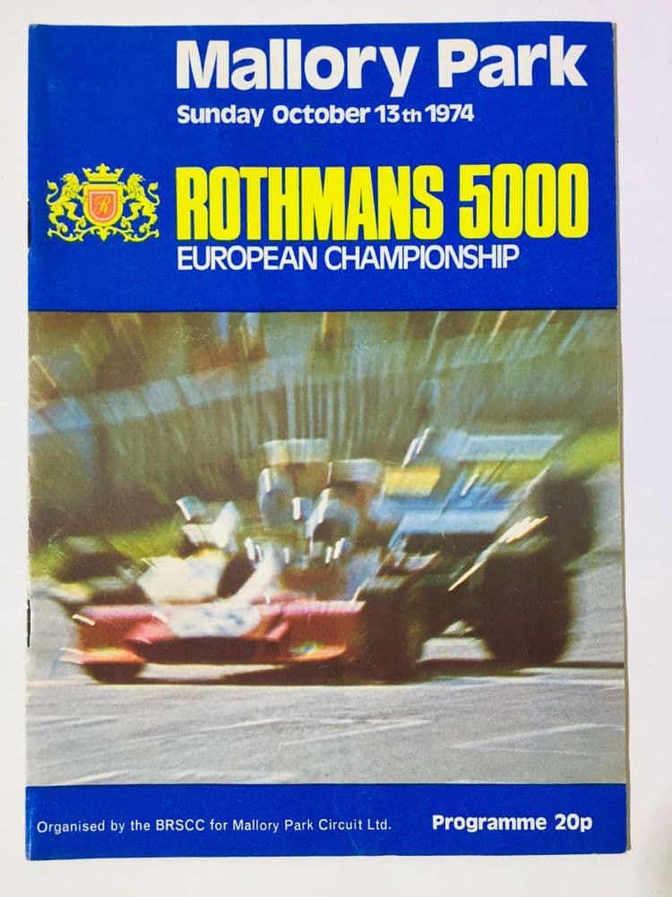 MALLORY PARK 1974 Oct 13 F5000 race programme