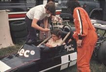 MARCH 733 David Purley cockpit close up photo, Mallory park 1973