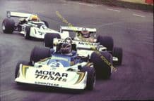 MARCH 75A Bruce Allison leads Vilotta & Mather Mallory Park Aurora F1 1978 10x7" photo