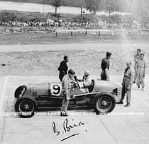 Maserati 8CM. Photo. B Bira JCC 200 Miles 1938 . Brooklands Campbell circuit (printed autograph)