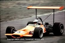 McLaren M7A Denny Hulme. Action photo 1969 Brands Hatch Race of Champions. 10x7"