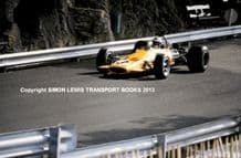 McLaren M7A Denny Hulme. Action photo 1969 Monaco GP 10x7"