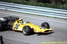 Mclaren M7D-Alfa Romeo. Nanni Galli at speed 1970 Italian GP ptactice Monza. 10x8" photo