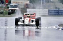 McLaren MP4/8 Ford Ayrton Senna 1993 British GP Rainy Practice . Photo (a)