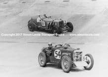 Mercedes SS(Campbell/Staniland) and MG (Hamilton/Gardner). Photo at Brooklands 1000 miles 1932