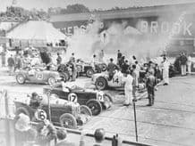 MG C Type Montlhery Midgets and Riley 9s, start of 1931 BRDC 500. Brooklands.   photo