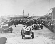 MG, Invicta, Austin 7 etc leaving paddock at Brooklands circa 1935.