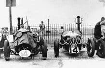 Morgan 3 wheeler and Vale Special. Photo. Brooklands paddock 1930s Relay Race