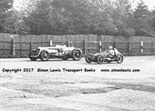 Napier Railton Special.Photo. Cobb passing an Austin 7 DOHC at Brooklands c.1935.
