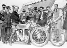 Norton 588 (C W G Lacey) Douglas (C T Atkins). Brooklands 1930s.