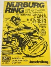NURBURGRING 1979 June 17 Motorcycle 8 hour race 'regulations' book