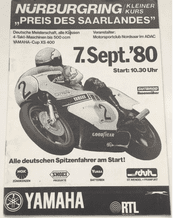 NURBURGRING 1980 Sept 7 Preis des Saarlandes Motorcycle race program