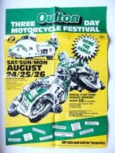 OULTON PARK Motorcycle Racing 3 Day Festival original 1980s Poster 28 x 19"