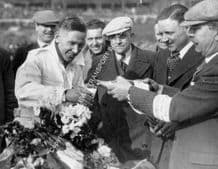 Percy MacLure after winning 1938 Brooklands JCC International Trophy