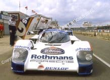 Porsche 956 Rothmans Gp C car Bell/Bellof in pits Silverstone 1000kms 1983.