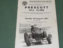 PRESCOTT HILLCLIMB 1991 Aug 4 VSCC programme with Ticket