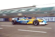Renault RS22 F1 Fernando Alonso on pit lane Silverstone March 2002