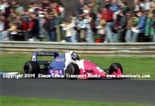 Reynard 90D photo Paul Warwick 1991 British F3000 test Oulton Park at speed (B)