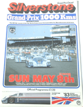 SILVERSTONE 1000kms 1983 program SIGNED 12 drivers inc.Jones, Bell,Patrese,Ickx