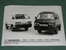 SUBARU SUMO 1.0 2WD & 1.2 4WD MICROVANS factory issued 8x6" press photo