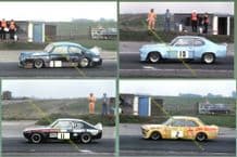 SUPER SALOONS 4x photos Snetterton 1976 Ford, VW, STRAWSON, HAWKER, WHITING etc