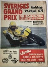 SWEDISH MOTO GP 1978 Karlskoga. Race program