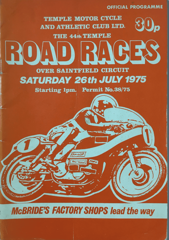 TEMPLE 100 Motorcycle Road Races 1975 programme