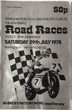 TEMPLE 100 Motorcycle Road Races 1978 programme
