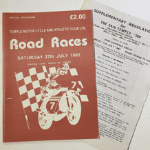 TEMPLE 100 Motorcycle Road Races 1985 programme & supplimentary Regs