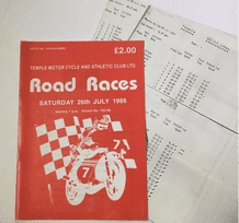 TEMPLE 100 Motorcycle Road Races 1986 programme & some results sheets