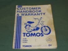 TOMOS A3M A3MS A3ML Customer Handbook & Warranty (1989) book