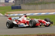 TOYOTA F1 TF105 Schumacher at speed Silverstone. Photo.