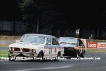 TRIUMPH DOLOMITE SPRINT (Tony Dron )Leads Capri (Walton).Photo. Donington RAC Saloons July 1977