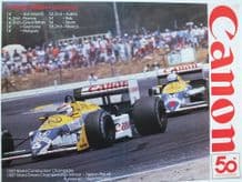 WILLIAMS FW11 HONDA Nelson Piquet/Nigel Mansell 1987 CANON poster 23x17"(590 x 430mm)