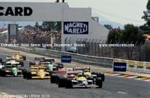 Williams FW11 Honda Turbo Mansell leads Piquet etc. French GP start 1987 . Photo