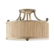 Abbey 3 Light Semi-Flush in a Silver Sand Finish with a Co-ordinating Fabric Shade - FEISS FE/ABBEY/SF