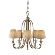 Abbey 5 Light Fitting in a Silver Sand Finish with Co-ordinating Fabric Shades - FEISS FE/ABBEY/5