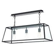 Academy 3 Light Box Pendant in a Black Finish with Glass Panels - där ACA0322