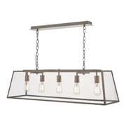 Academy 5 Light Box Pendant in an Antique Copper Finish with Glass Panels - där ACA0564