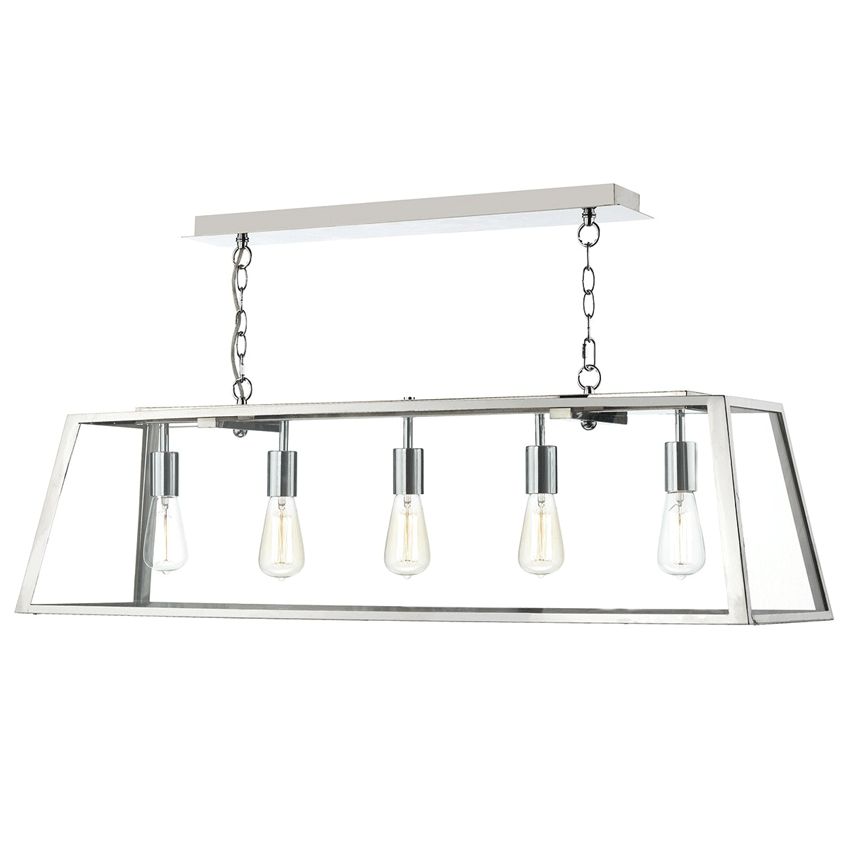 Academy 5 Light Box Pendant in Stainless Steel with Glass Panels - där ACA0544