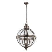 Adams 4 Light Pendant in an Antique Nickel Finish with a Clear Glass Orb - FEISS FE/ADAMS/4P ANL