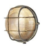 Admiral Solid Brass Round Outdoor Wall Light in an Antique Brass Finish IP64 - DAVID HUNT ADM5075