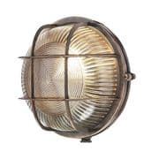 Admiral Solid Brass Round Outdoor Wall Light in an Antique Copper Finish IP64 - DAVID HUNT ADM5064