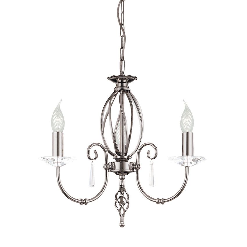 Aegean 3 Light in Polished Nickel and Cut Glass - ELSTEAD AG3 PN